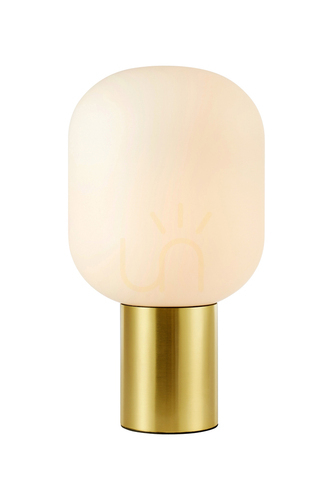Sprawdź Lampa stołowa Markslojd Brooklyn 107868 biała mosiądz szczotkowany 44 cm