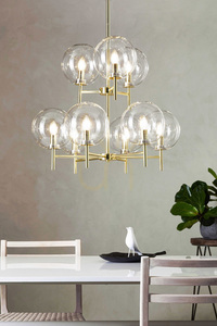 Lampa wisząca Markslojd Crown 9-punktowa mosiądz szkło transparentne 107920 small 1