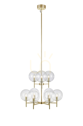 Sprawdź Lampa wisząca Markslojd Crown 9-punktowa mosiądz szkło transparentne 107920