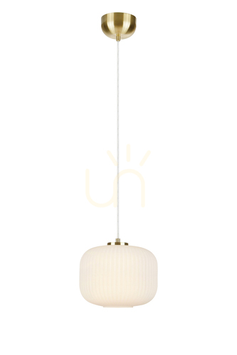 Sprawdź Lampa wisząca Markslojd Sober 107918 biała szkło metal mosiądz szczotkowany 25 cm
