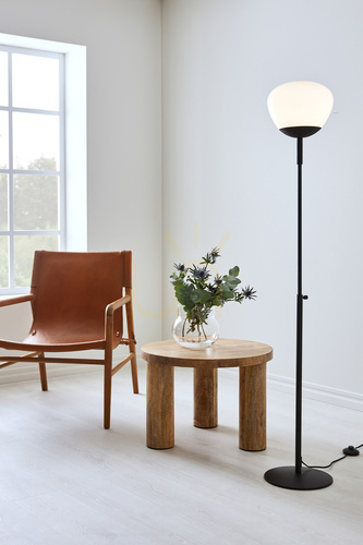 Sprawdź Lampa podłogowa Markslojd RISE 108278 czarna z przydymionym szklanym kloszem 150 cm