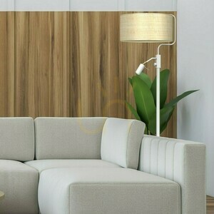 Biała Lampa Podłogowa Marshall White / Rattan 1x E27 + Mini Gu10 small 2