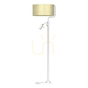 Biała Lampa Podłogowa Marshall White / Rattan 1x E27 + Mini Gu10 small 0