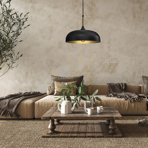 Czarna Lampa Wisząca Lincoln Black/Gold 1x E27 35cm small 3