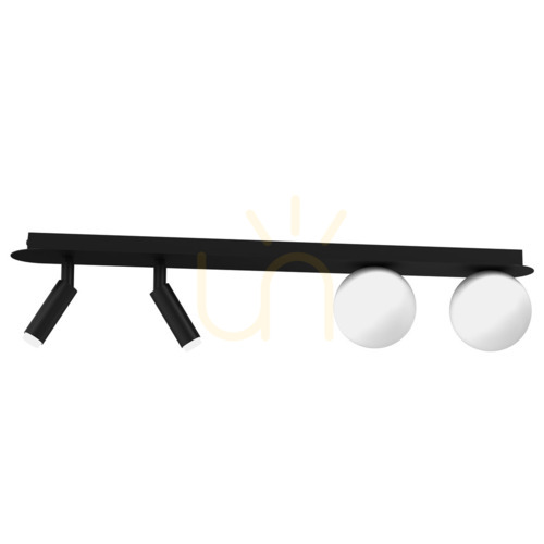 Sprawdź Lampa sufitowa SIRIO 4×G9 czarna belka 64 cm, białe klosze szklane, Milagro MLP8406