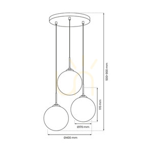 Lampa wisząca Milagro REFLEX 3xE14, szkło dymione, czarno-złota, 40 cm small 5