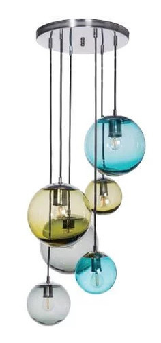 Sprawdź Lampa wisząca Famlight Bacan – zestaw 6 szklanych kul, stal nierdzewna