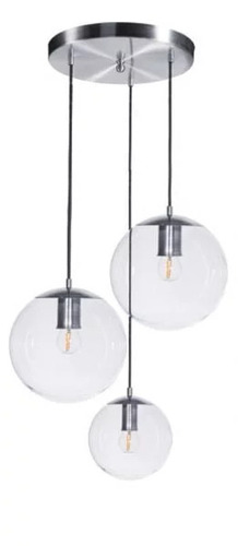 Sprawdź Lampa wisząca Famlight BACAN zestaw 3 kul, szkło bezbarwne, stal nierdzewna