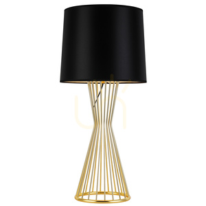 Lampa stołowa FILO TABLE, ażurowa podstawa w polerowanym złocie, czarny satynowy abażur, E27 40 W, 85 cm small 1