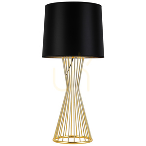 Lampa stołowa FILO TABLE, ażurowa podstawa w polerowanym złocie, czarny satynowy abażur, E27 40 W, 85 cm small 0