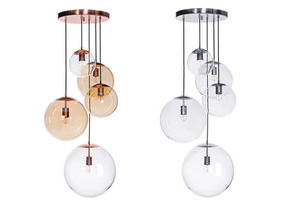 Lampa wisząca Famlight Muna Set of 5 Mix Lister - 5 szklanych kul - miedź polerowana small 1