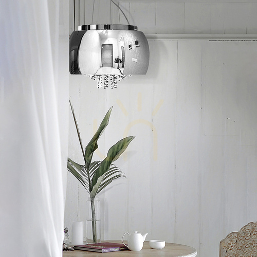 Sprawdź Lampa szklana stalowy drobne korale 50cm