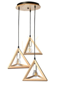 Lampa drewniana wisząca 3 x E27 Trójkąty PZE-903 small 0
