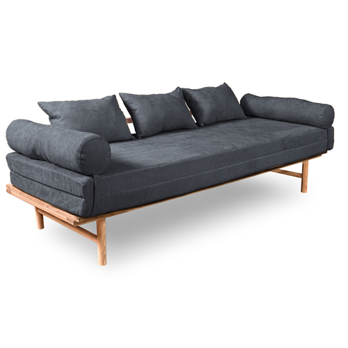 Sprawdź Sofa rozkładana WoodMan Le Mar, drewno bukowe, grafit, WUA-01377