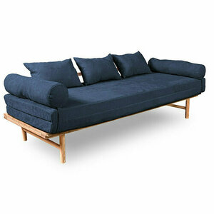Sofa rozkładana WoodMan z litego drewna bukowego, granatowa, WUA-01379 small 1