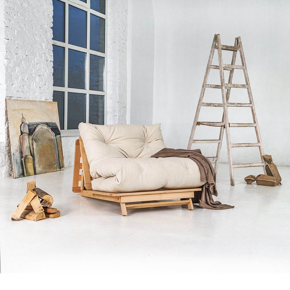 Wyświetl Futon sofa WoodMan Layti 90 drewniana kremowa WUA-00879 Futon sofa WoodMan Layti 90 drewniana kremowa WUA-00879