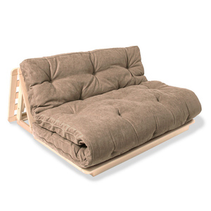 Sofa futon rozkładana WoodMan LAYTI-140 WUA-01117, buk naturalny, materac beżowy, spanie 140 × 200 cm small 0