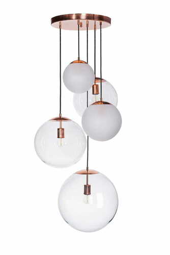 Sprawdź Nowoczesna lampa wisząca Famlight Muna set of 5 lister mix matt mosiądz