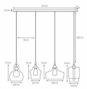 Lampa wisząca trzypunktowa transparentna KASPA AVIA PLAFON 3 small 6