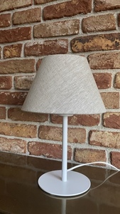Lampa nocna / stołowa ALLAN E27 LEN biała abażur naturalny len small 4