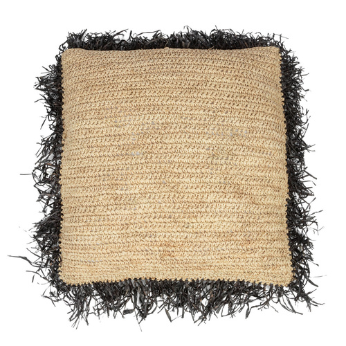 Sprawdź Raffia Cushion Cover Square - Natural Black - 60x60