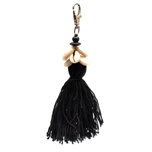 Sprawdź Cowrie Tassel Keychain - Black
