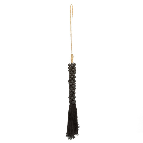 Sprawdź Wooden Beads with Cotton Tassel - Black