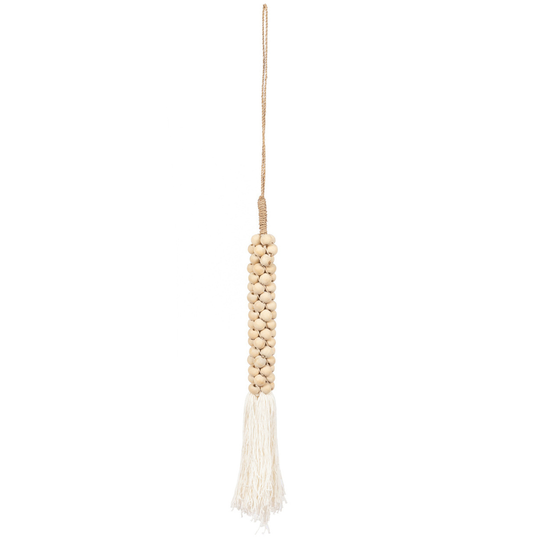 Sprawdź Wooden Beads with Cotton Tassel - Natural White Wooden Beads with Cotton Tassel - Natural White