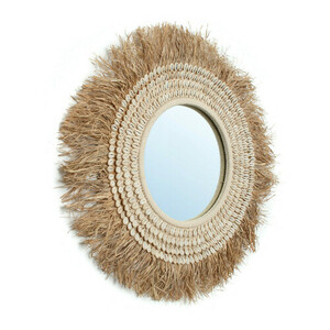 Raffia Cowrie Mirror - Natural White 1 Raffia Cowrie Mirror - Natural White small 1