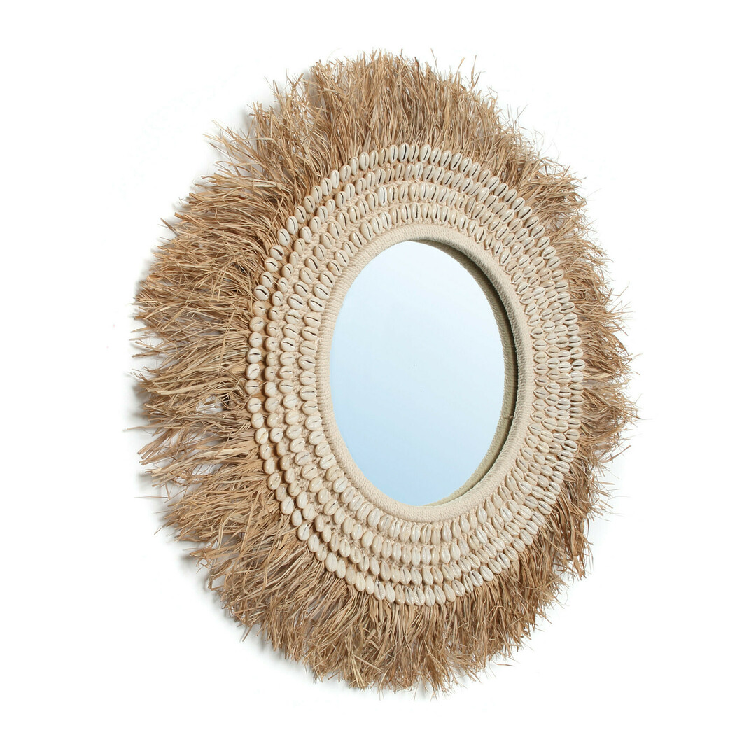 Zobacz Raffia Cowrie Mirror - Natural White Raffia Cowrie Mirror - Natural White