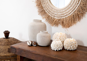 Raffia Cowrie Mirror - Natural White 2 Raffia Cowrie Mirror - Natural White small 2