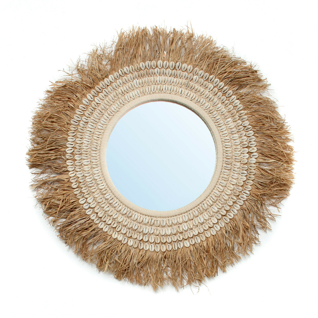 Sprawdź Raffia Cowrie Mirror - Natural White Raffia Cowrie Mirror - Natural White