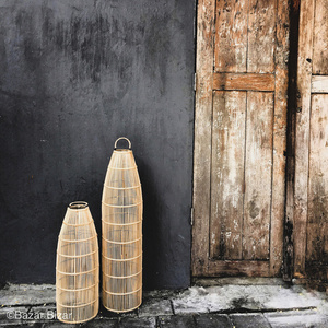 Duża lampa wisząca - The Fish Trap L, E27, Rattan, dekoracja do domu - wyprzedaż small 5