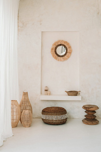Lampa boho The Zuri L, E27, Rattan, oświetlenie salonu sufitowe small 2
