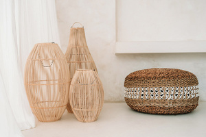 Lampa boho The Zuri L, E27, Rattan, oświetlenie salonu sufitowe small 3