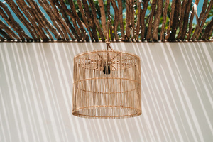 Lampa do kuchni - The Chacha M, E27, Rattan, lampa walec small 1