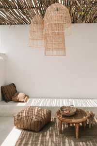 Lampa do jadalni - The Elba M, rattan, E27, pleciona lampa w stylu boho small 2