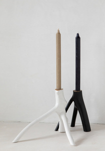 Triple Twig Candle Holder - White small 4