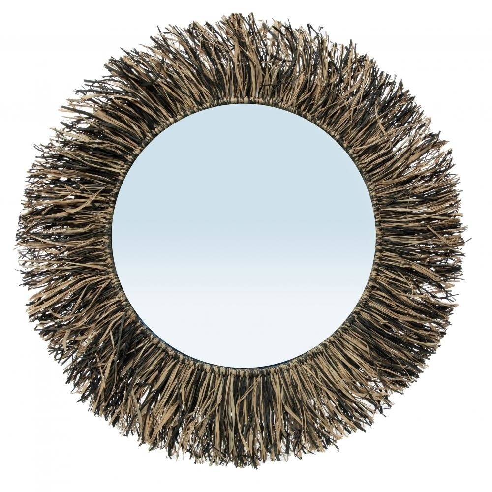 Sprawdź Raffia Fringe Mirror - Natural Black - L Raffia Fringe Mirror - Natural Black - L