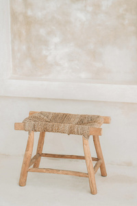 Taboret Bazar Bizar Porto M z teaku i trawy morskiej, naturalny small 1