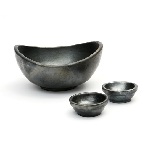 Sprawdź Burned Curved Bowls - Black - Set of 3