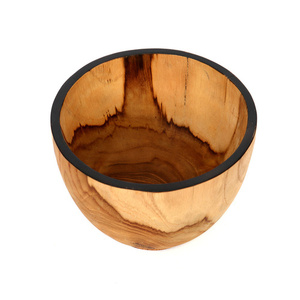 Miska na słodycze BAZAR BIZAR Bondi z drewna tekowego, naturalna z czarną krawędzią, 15 cm small 6