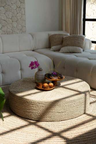 Sprawdź Puf Bazar Bizar The Huge Pouffe z trawy morskiej, naturalny, Ø100 cm