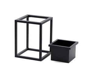 Kwietnik metalowy JAKPOL LUX 40 cm czarny mat loftowy ze stalową osłonką small 2