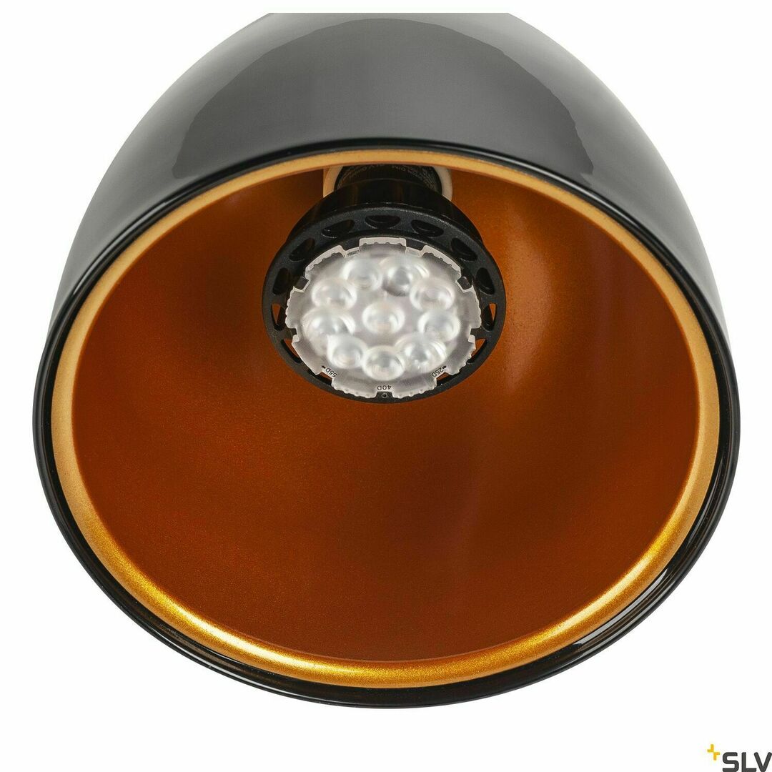 Zobacz Lampa do szynoprzewodu SLV PARA CONE 14 czarno-złota 3-fazowa GU10 25W 1002876 Lampa do szynoprzewodu SLV PARA CONE 14 czarno-złota 3-fazowa GU10 25W 1002876