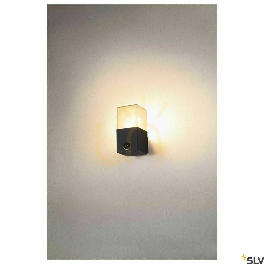 Pokaż Lampa ścienna zewnętrzna SLV GRAFIT z czujnikiem ruchu antracyt E27 IP44 1006183 Lampa ścienna zewnętrzna SLV GRAFIT z czujnikiem ruchu antracyt E27 IP44 1006183