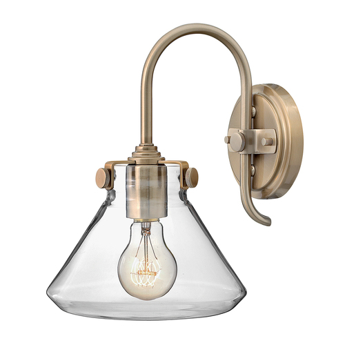 Sprawdź Congress 1 Light Przezroczysta szklana lampa ścienna - szczotkowany karmel Elstead