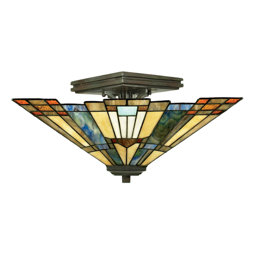 Sprawdź Plafon INGLENOOK 2 Light Semi-Flush Tiffany - Elstead