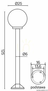 Lampa ogrodowa stojąca SU-MA Kule czarna 125 cm IP43 K 5002/2/K 250 small 3
