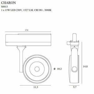Reflektor do szynoprzewodu Max Light Charon S0013 biały LED 15W 3000K small 2